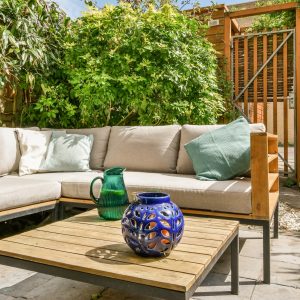 Neat patio with sitting area